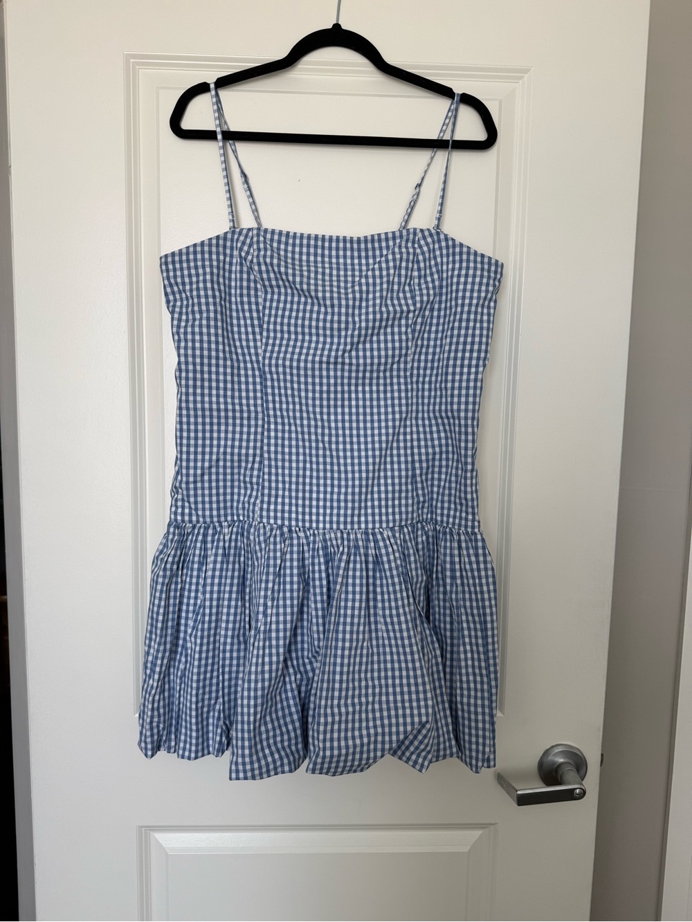 Abercrombie & Fitch Blue Gingham Spaghetti-Strap Dress